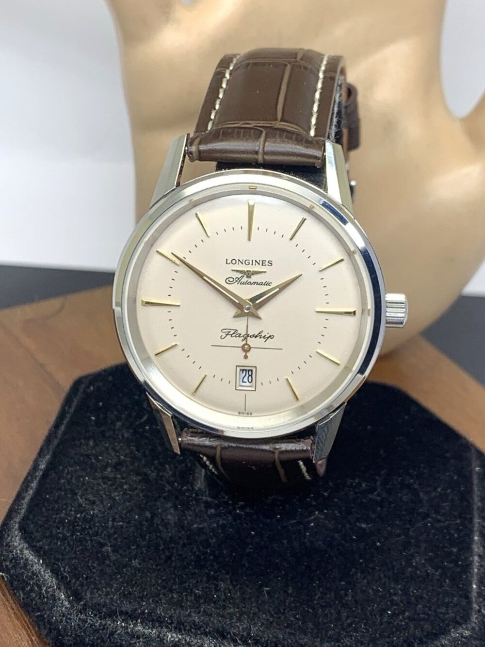Longines Men's Watch L47954782 Flagship Heritage Swiss Automatic Leather 39mm